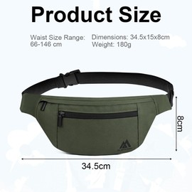 Flintronic Bum Bag, Waist Bags for Men Women, Travel Waist Pack with Adjustable Belt, 4 Compartments, Waterproof Bumbag for Sports, Running, Cycling