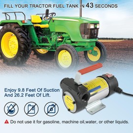 DICMIC Diesel Fuel Transfer Pump Kit, 10 GPM 12V DC Portable Electric Self-Priming Fuel Transfer Extractor Pump Kit with Automatic Shut-Off Nozzle Hose for Diesel, Kerosene, Machine, Transformer Oil