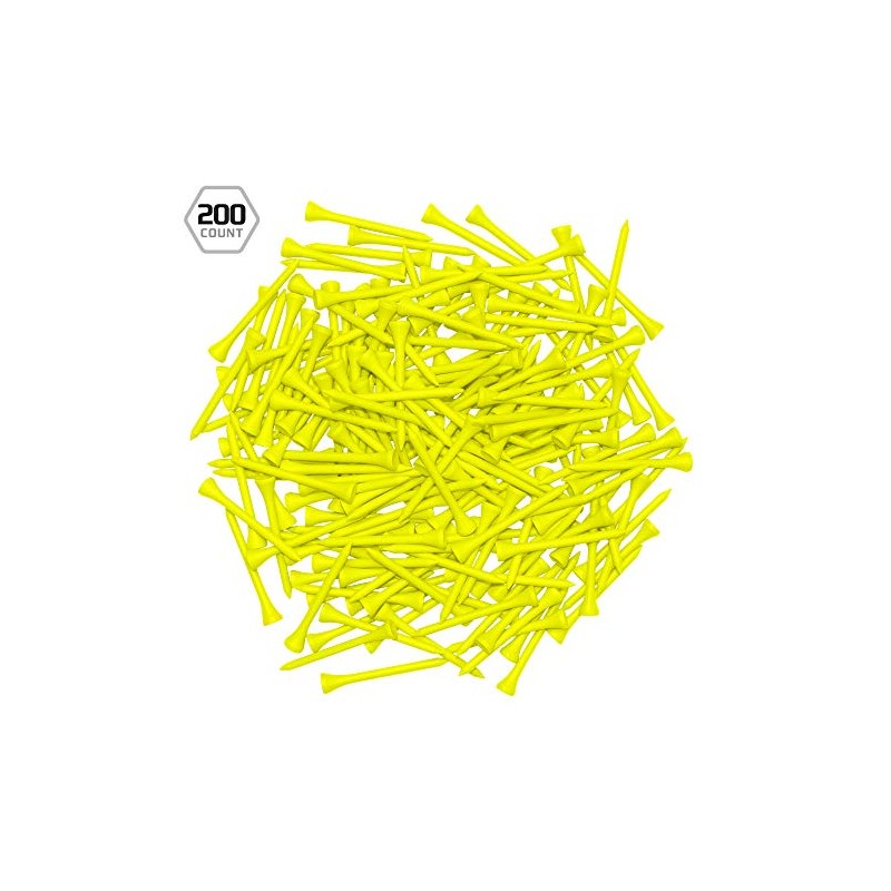 Wood Golf Tees, Neon Yellow, 3.25" (200 Tees)