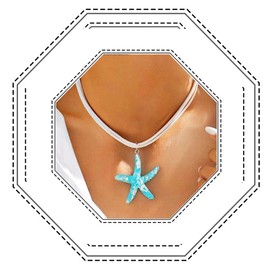 Jovono Seestern-Halskette, Seestern-Halskette, Sommer-Strand-Halsschmuck für Damen (Blau)
