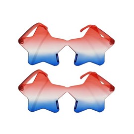 2PCS Star Shaped Sunglasses, Patriotic Rimless Design, Party Supplies