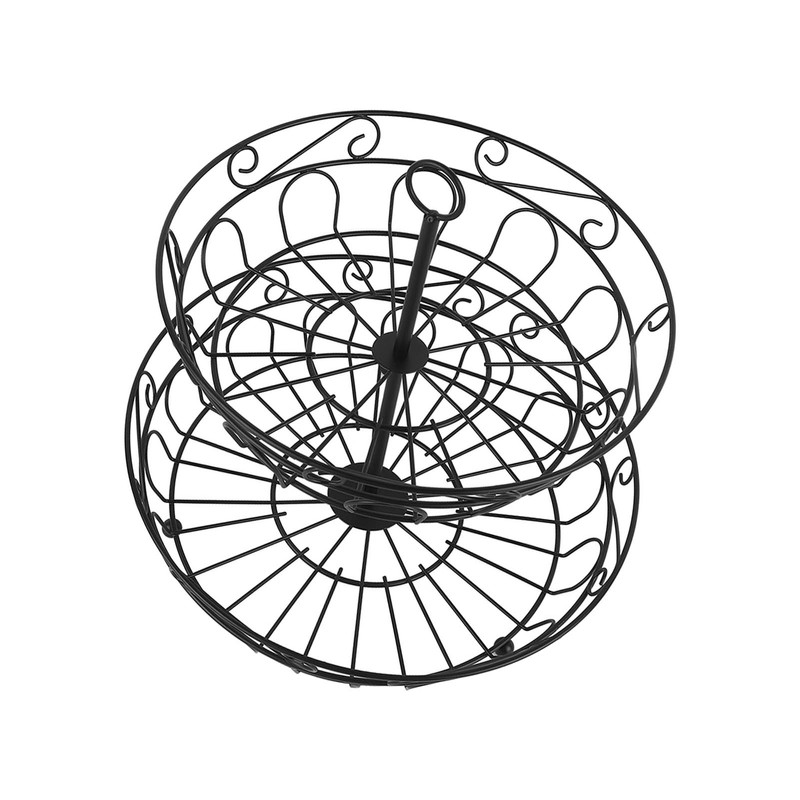 Fruit Basket Black Iron European Style Double Layer Fruit Storage
