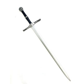 Fantasy Foam Sword Silver Wolf Emblem Two Hand High Density Medieval Sword for Cosplay and Collection (Witcher)