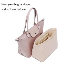 Lckaey tote Organizer Insert for longchamp organizer insert le pliage purse insert small bag organizer handbag 1032beige-S