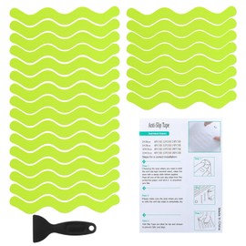 PATIKIL Badewanne Anti-Rutsch Aufkleber 20x2 cm, 24er Pack S-Form Sicherheits Dusche Grund Anti-Rutsch Aufkleber mit Klebepunkten Schaber für Badewanne Dusche Grund Treppe, Grün