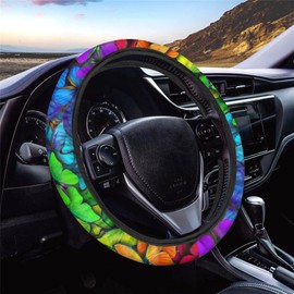 Dolyues Multicolor Butterfly Pattern Car Steering Wheel Covers,Universal Size 15 Inch/38Cm,Protector for Car/Truck/Van/Suv