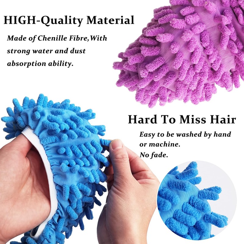 2 Pairs (4 Pieces) Mop Slippers Shoes Cover Dust Duster,Multi