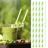 ALINK 100 Light Green and White Striped Paper Straws, Biodegradable