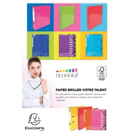 Exacompta 55824E Binder (Iderama with 3 flaps and elastic band, 425 / sq. M, A4, maxi capacity, manila cardboard) 1 piece pink