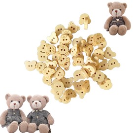 Baby Cardigan Buttons, 50 Pack Baby Cardigan Buttons Handmade Teddy Bear, Crafts Baby Knitted Buttons 2 Hole Natural Buttons for Sewing Crafts Knitted Clothes