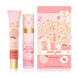 Lip Balm Gift Set, Lip Conditioner & Lip Oil Set, Day&Night Lip Care,Moisturizing Natural Lip Care Set, Gifts For Teenage Girls (Honey Peach)