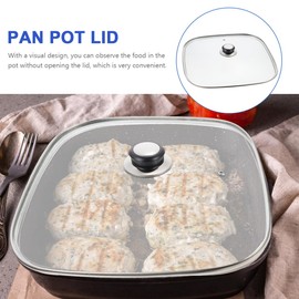 Cabilock Square Lid Clear Tempered Glass Vented Cover Frying Pan Lid Cover Kitchen Cooker Replacement with Knob Handle for Home Kitchen Cookware Accessories