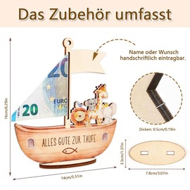 Original Christening Gifts for Boys and Girls, Money Gift for Christening Ark, Wood, Gift Christening Godchild