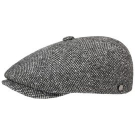Lierys Ladies'/Men's Tweed Winter Peaked Cap - Italian-Made Flat Cap - New-Wool Cap - Flecked Winter hat with Inner Lining - Fall/Winter Flat Cap - Ivy Cap Black L (58-59 cm)