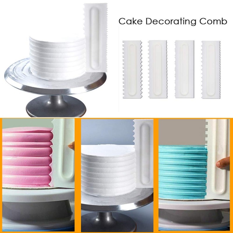 mwellewm 4 Pcs/set Cake Scraper Decorating Plastic Sawtooth Comb Mousse