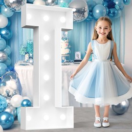 Ledido 4FT Marquee Light Up Letters, Cool White Light Up Letters Large Marquee Letters for Party Decorations, Mosaic Letters for Balloons, Wedding Birthday Graduation Decor Letter I