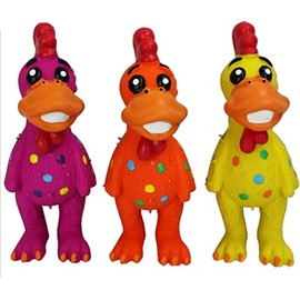 HDP Multipet Latex Squeaking Mini Toy Bundle Color:Chicken Pack of 3