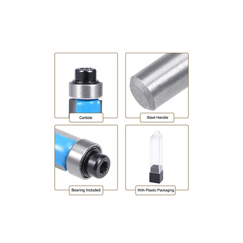 sourcing map Router Bit 1/4 Shank 1/4 inch Dia. Flush