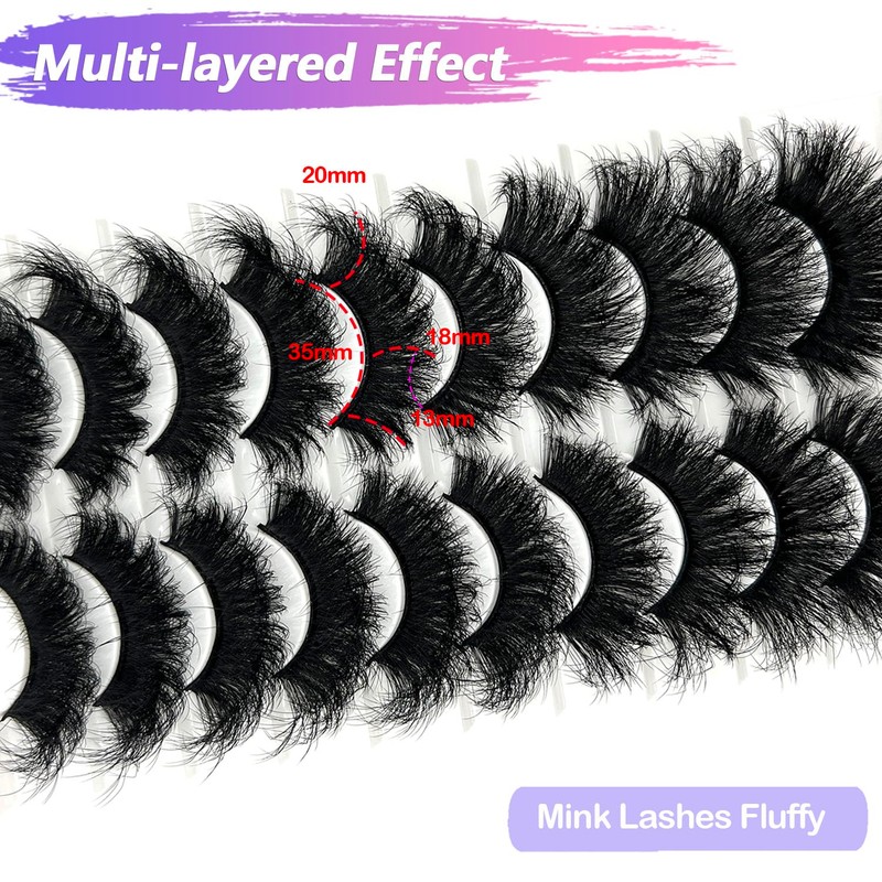 IFSOWDRA Mink Lashes Fluffy Wispy Cat Eye Dramatic 3D Lashes