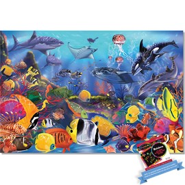 Underwater: 48 Piece Floor Puzzle & 1 Me l i ssa & Doug Scratch Art Mini-Pad Bundle (90427)