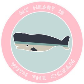 Athena Brands Whale My Heart is with The Ocean - Car Truck Window Bumper Graphic Sticker Decal - Surf Shack Pink