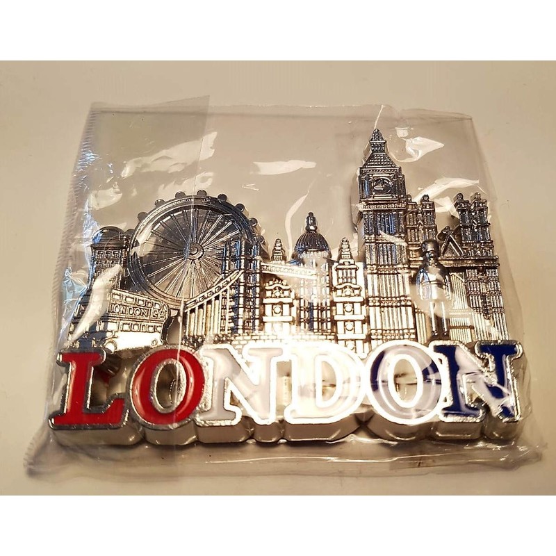 London Metal Fridge Magnet - Silver Coloured/Eye/Tower Bridge/Big Ben/St. Paul's
