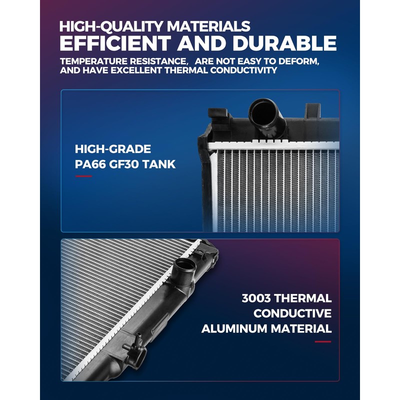 KAX CU13065 Engine Radiator Replacement, Compatible with 2009-2015 Pilot, 2009-2014