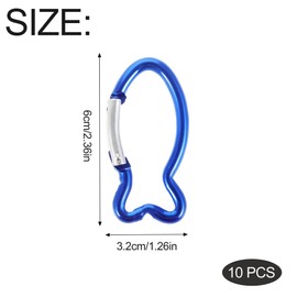 Pack of 10 Fish Shaped Carabiner Hooks, Fish Carabiner Climbing, Outdoor Fish Shape Quick Hanging Buckles Made of Aluminium, Fish Shape Carabiner Hook for Hiking