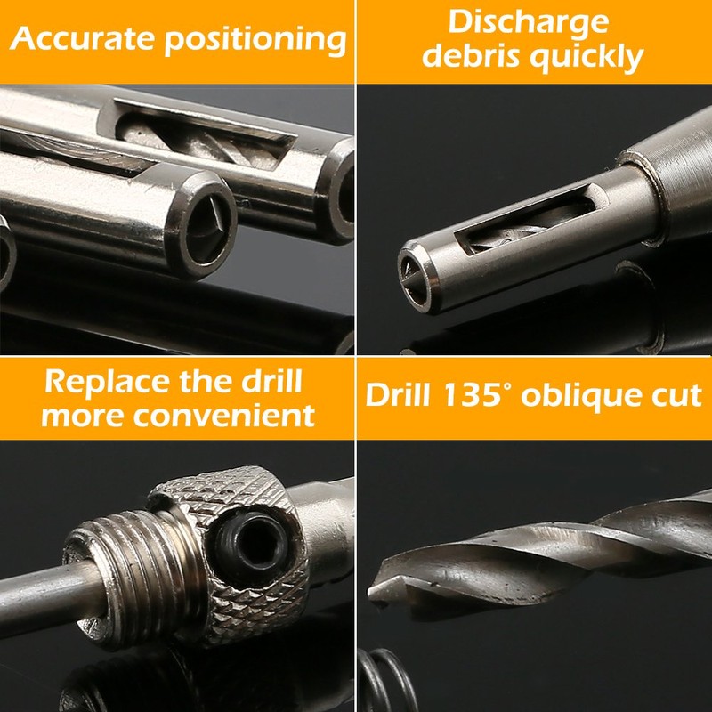 21 pcs Center Drill Bit Set, AFUNTA Self Centering Hinge