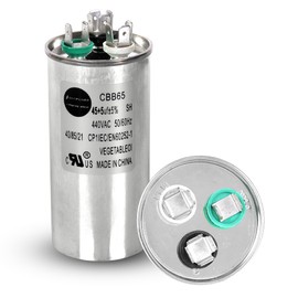 SHOPCORP AC Capacitor 45/5 440v - 45+5 MFD UL Listed A/C Capacitor - Soft Start Kit for AC Units - Soft Start Kit for Condenser Straight Cool, Heat Pump or Air Conditioner - 45 uf 370 VAC