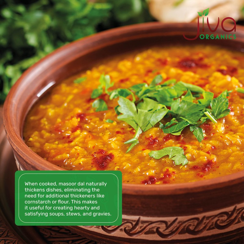 Jiva Organics Organic Masoor Dal 2 Pound Bag (Split Red