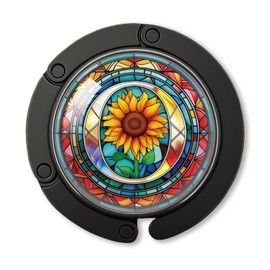 YAZMEEN Stained Glass Initial Foldable Purse Hook for Table, Stained Glass Letter O, Women's Handbag Hanger Holder, Portable Purse Table Hanger, Funny Desk Hook Gifts for Mom Wife Sister Friend BFF