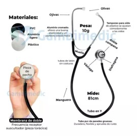 Gambimedic GMS101 estetoscopio doble campana pediatrico ligero color negro