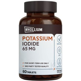 Whollium Potassium Iodide 65 MG, 60 Tablets, 2 Month Supply, YODO Naciente, KI Tablets Dietary Supplement, Made in The USA