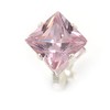 8mm Light Pink Cz Square Clip On Earrings In Rhodium