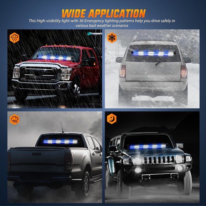 Nilight 144LED Traffic Advisor Strobe Light Bar with Controller Blue