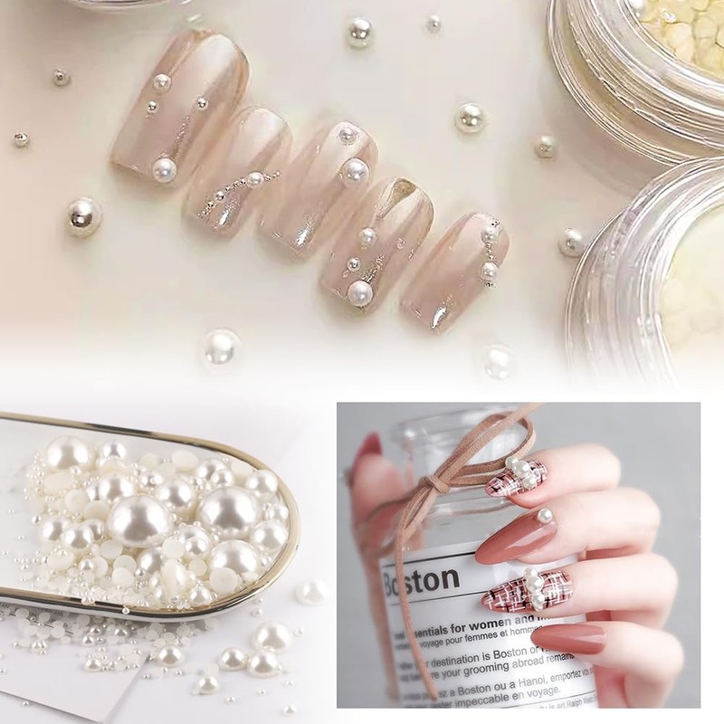 ESJNNK Pearl Assorted Pack Nail Parts 6 Sizes 1.5mm 2mm