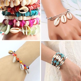 70pcs Cowrie Shell Beads, 11-18mm Oval Spiral Conch with Double Holes Shell Beads Charms Pierced Sea Shells for DIY Craft Decoration Home Decoration Bracelet Pendant Jewellery Making