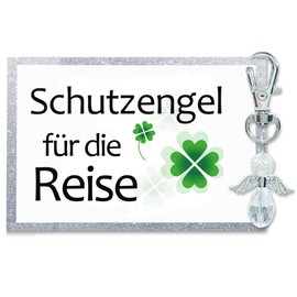 MKISHINE Guardian Angel Keyring for Travel - Special Gift as a Travel Companion, Lucky Charm, Talisman, World Travel, Honeymoon, transparent