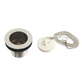Kingston Brass DSP15PN Made to Match Chain and Stopper Tub Drain with 1-1/2" Body Thread, 2-3/4" Diameter, Polished Nickel
