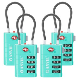 ANVIL 4 Digit Luggage Locks, TSA Locks for Luggage, Advanced TSA008 core, Alert Indicator for Your Travel Lock, Suitcase Lock. (4, Cyan)