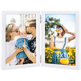 SNXJWA 8x10 Picture Frames Double White Photo Frame Folding Vertical Stand Display Side by Side