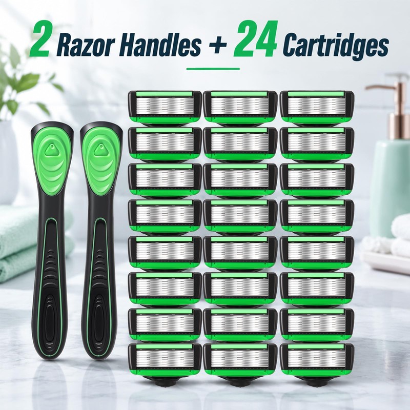 26 Pcs Men's 7 Blade Razor Set 2 Handles and