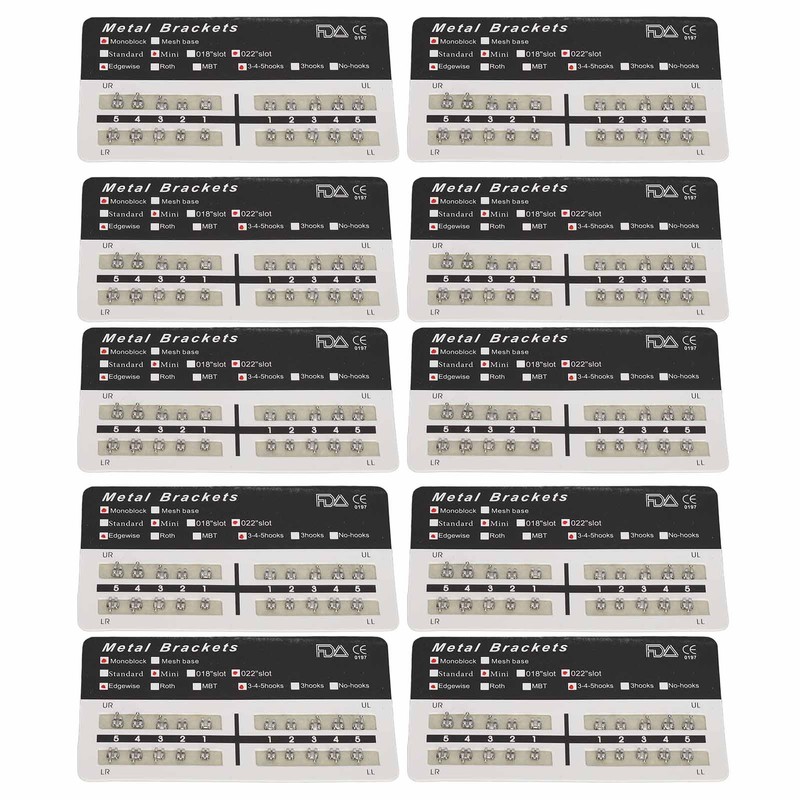 Teeth Edgewise Brackets 0.022in Slot 345 Hooks Rustproof Mini Metal