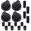 Upgraded 4 Pack Black Control Knobs with 12 Adapters Compatible