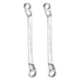 sourcing map 2pcs Offset Extra Long Box End Wrench 10 x 12 mm Metric 12 Point 45 Degree Offset Double End Box Ratcheting Wrench CR-V Polished Long Spanner Tools