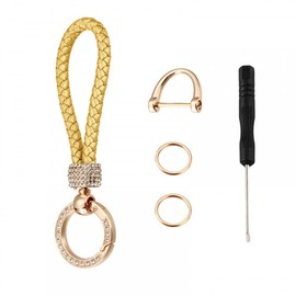 MiOYOOW Car Keychain, Rhinestone Key Holder Anti Lost Leather Key Chain Accessories for Car Key Wallet Access Card Women Men Mother's Day Gifts