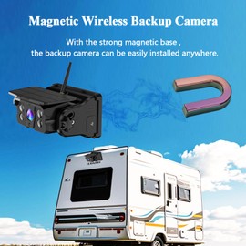 Magnetic Wireless Backup Camera + 5 Inch Monitor System, LASTBUS Solar 2 Split HD Display + Rechargeable Battery IP69 Waterproof Night Vision Rear View Camera for RV Car Trailer Truck Camper