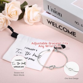 Fanmayhe Bridesmaid Bracelet Gifts with Jewelry Pouch, Bridesmaid Proposal Gifts Linen Cotton Small Drawstring Bags Maid of Honor Proposal Bridal Party Presents (4 pcs silver)