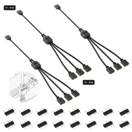 TNJPSEK 4 Pack 3Pin ARGB Spliter Cables with 16 Male Pins, 1-to-3 Female to Female Addressable RGB Spliter Extension Cable, 3-Pin RGB Splitter for 5V Computer Chassis PC Fans CPU Coolers Heat Sink